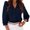 Navy blue, variant on Deep V-Neck Women Solid Color 3/4 Sleeve Casual Button Blouse