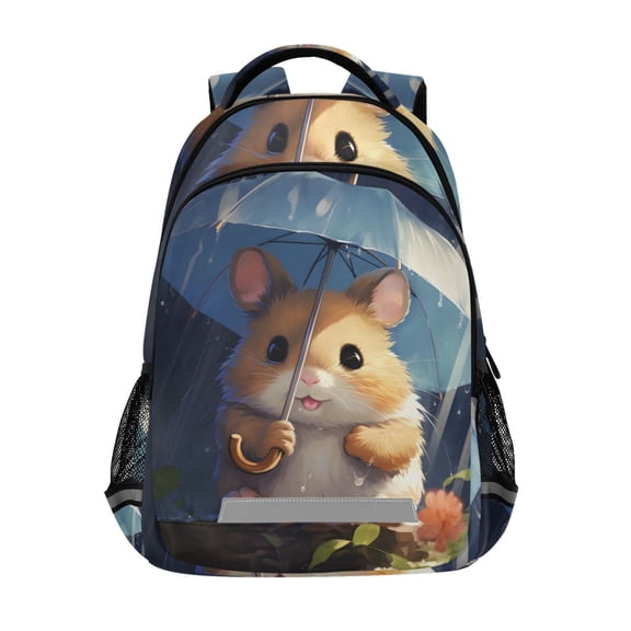 ALAZA Cute Mouse with Umbrella Backpack Elementary School Bag Bookbag Travel Rucksack