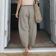 thumbnail image 6 of Cropped Linen Barrel Pants for Women Drawstring Wide Leg Cotton Capris 2026 Casual Summer Boho Baggy Palazzo Trouser Light Gray XL, 6 of 6