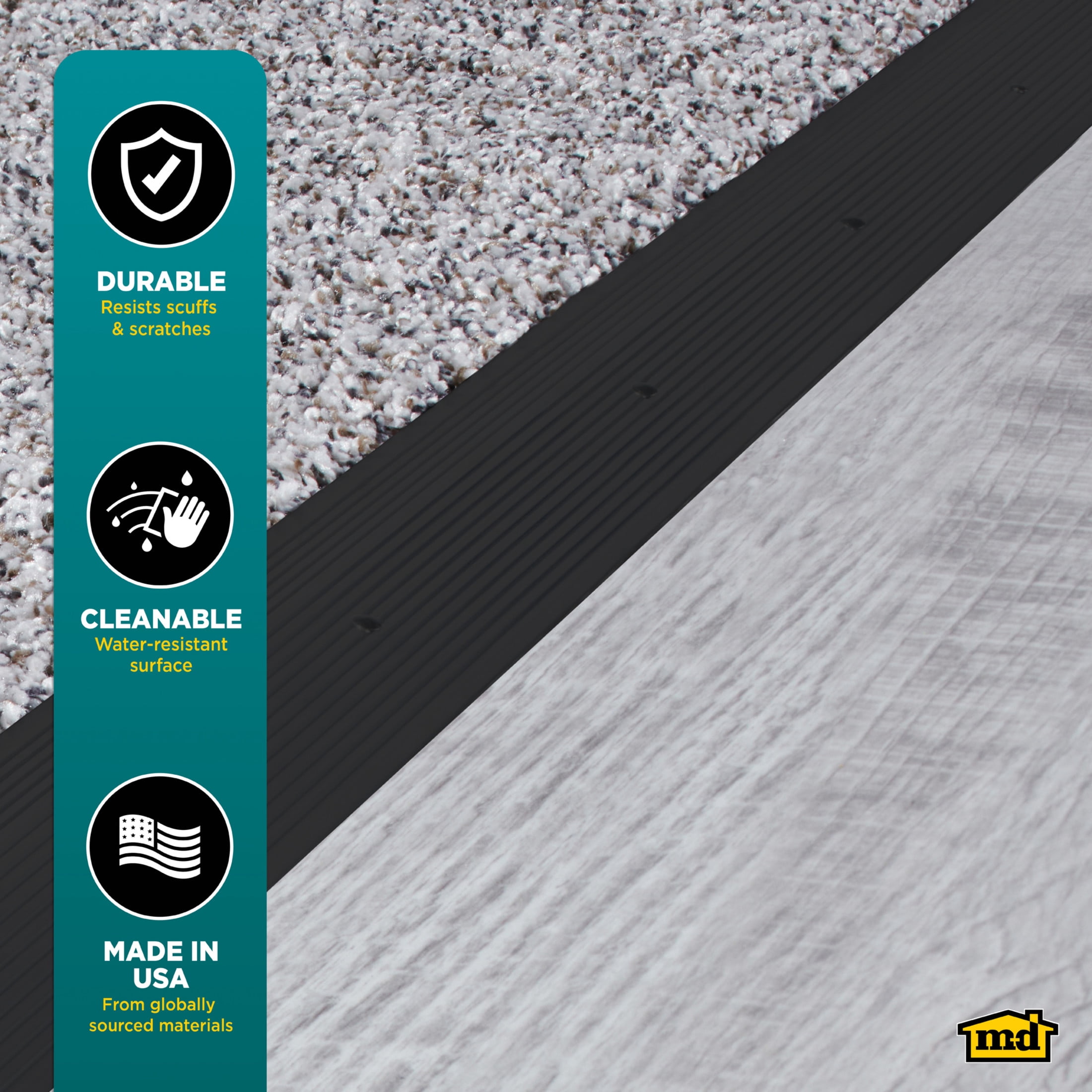 M-D Building Products 66271 2 in. x 36 in. Matte Black Aluminum Carpet Trim w/ Screw Nails