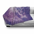 thumbnail image 2 of Landscape Soft Flannel Fleece Throw Blanket, Dramatic Sky with Sun and Heavy Clouds Majestic Sun Rays Picture, Cozy Plush for Indoor and Outdoor Use, 70" x 90", Purple and White, by Ambesonne, 2 of 5