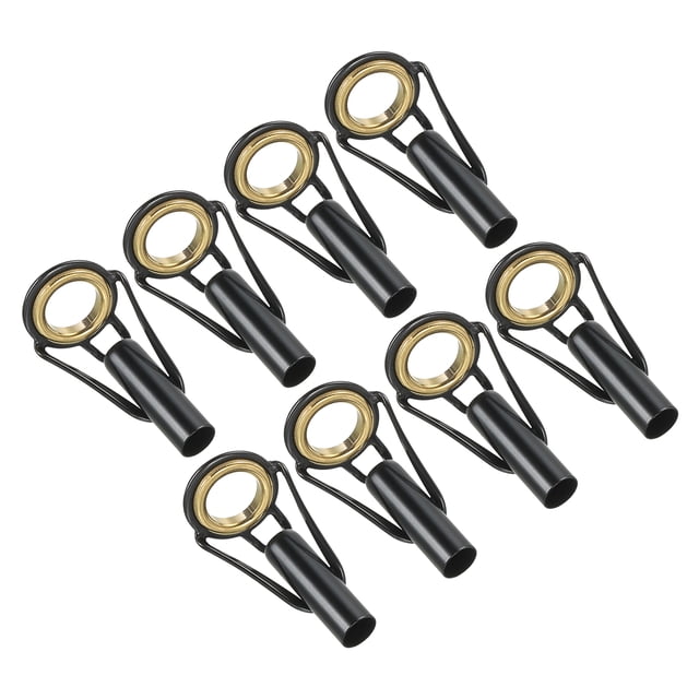 Unique Bargains Kit de Réparation d'Embout de Canne à Pêche en Acier Inoxydable 4,6 mm, Guide d'Anneau de Canne de Remplacement, Doré, Lot de 8