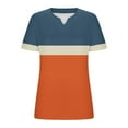 thumbnail image 6 of CFLVAEK Womens Plus Size T Shirts Loose Fit V Neck T Shirt Casual Summer Short Sleeve Tshirt Fashion Clolor Block Graphic Tees Orange XXXXXL, 6 of 6