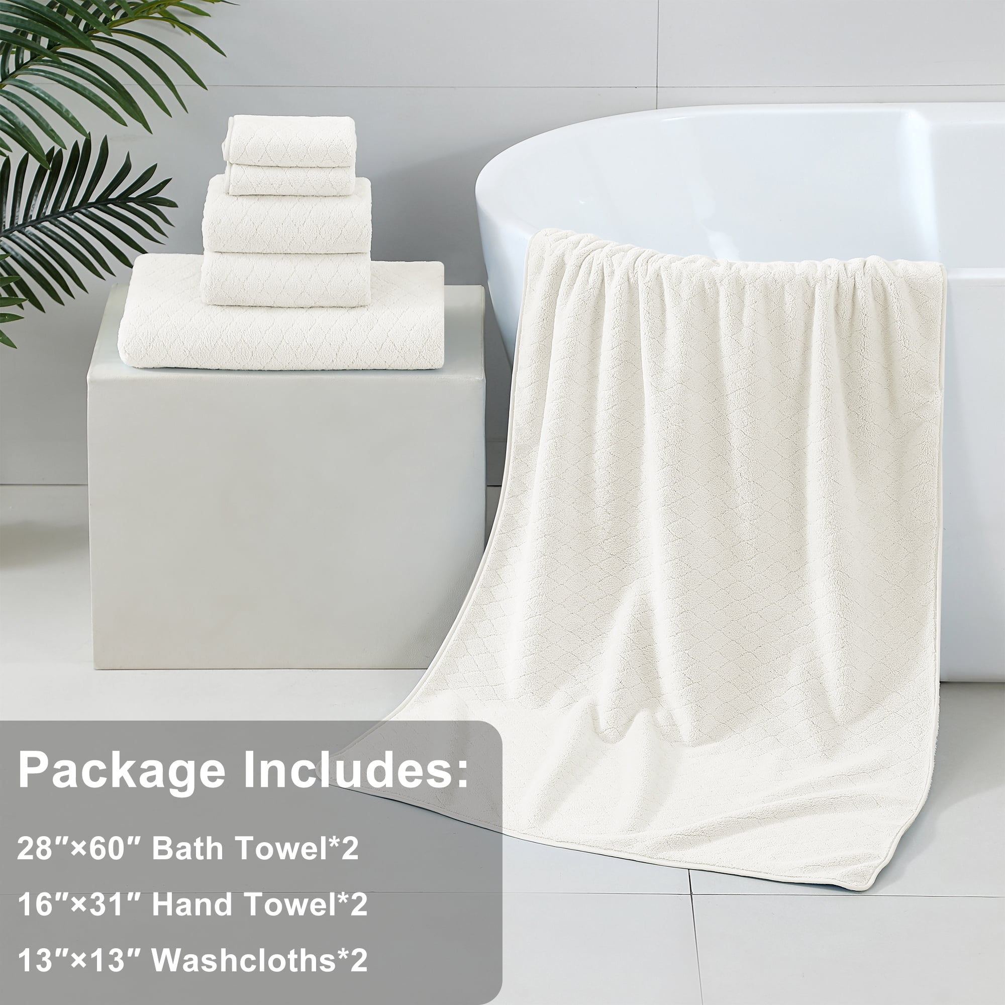 Jessy Home 6 Piece Towel Set Beige Soft Bath Towel Set for Bathroom-2 Bath Towels, 2 Hand Towels, 2 Washcloths Highly Absorbent Bath Sheet for Hotel & Spa