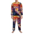thumbnail image 3 of Sikiie Colorful Gecko Jungle Art Mens Pajama Set, Soft Warm Long Sleeve Sleepwear, Cozy Button-Down Pjs for Men-Large, 3 of 7