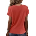 thumbnail image 4 of Women's V Neck Batwing Sleeve Tops Trendy Casual T Shirts Comfortable Soft Solid Color Loose Fit Dressy Summer Shirts Vermilion XXL, 4 of 4