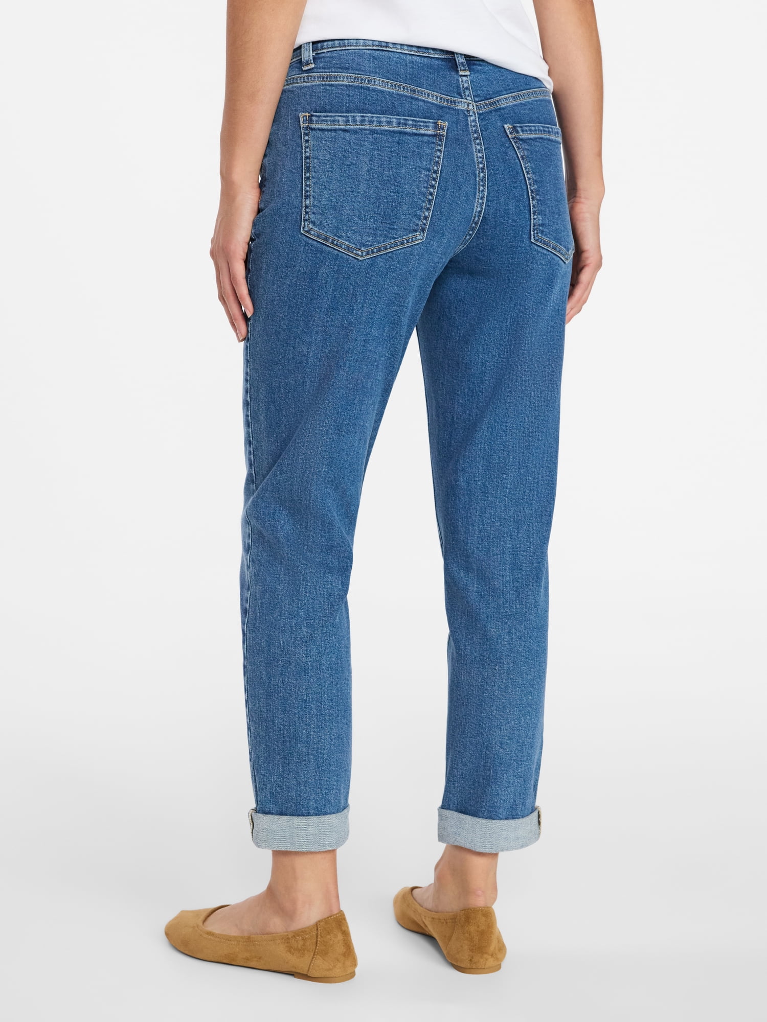 Time and Tru Women's Mid Rise Boyfriend Jeans, 26" Inseam, Sizes 0-22