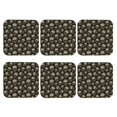 thumbnail image 2 of Pofeuu funny Retro Skull Print Leather Coasters Set of 6, Round Cups Mugs Mat Pad for Home Kitchen Heat Resistant Drink Coasters,Square, 2 of 7