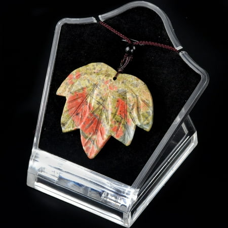 2 pc Natural Unakite Pendants Necklaces Leaf 14.96 inch(38cm)