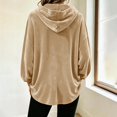 thumbnail image 5 of Hurxie Women Casual Hoodie Velour Long Sleeves Fashion Pullover Loose Fit Tunic Winter Tops Comfy Shirts, 5 of 7