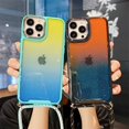 thumbnail image 6 of Dteck Case for iPhone 13 Pro Max 6.7", Soft TPU Backplane Liquid Silicone Rubber Bumper Glitter Clear Shell Crossbody Lanyard Shockproof Anti-drop Luxury Fashion Case for Girls & Women, Orange Blue, 6 of 10