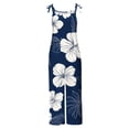 thumbnail image 4 of Gamivast Linen Summer jumpsuit for Women Floral Print Adjustable Strap Jumpsuit Bib Overalls Loose Fit Wide Leg Pants Breathable Soft Comfy Beach Holiday Outfit, 4 of 5
