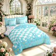 thumbnail image 2 of Manfei Modern Plaid 7-Piece Twin Bedding,Glossy Drip Bedding Comforter Set,Teal Blue,Colorful Stars Reversible, 2 of 7
