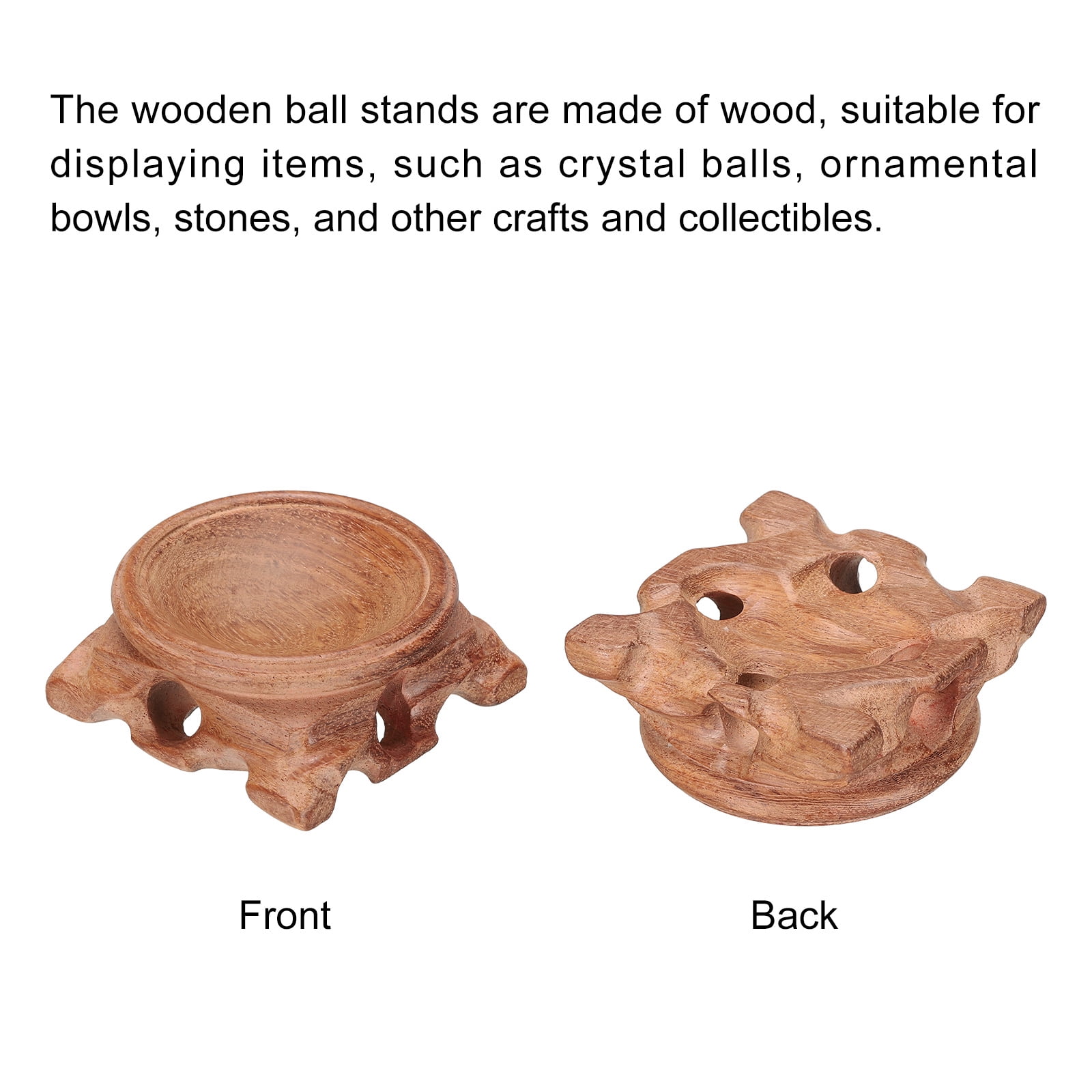 Unique Bargains 2pcs Wooden Ball Stand Holders Displays Base 50mm Diameter Red