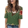thumbnail image 2 of Blouses pour Femmes, Mode Décontractée Imprimée à Manches Courtes Col en V T-Shirt Yop, 2 of 5