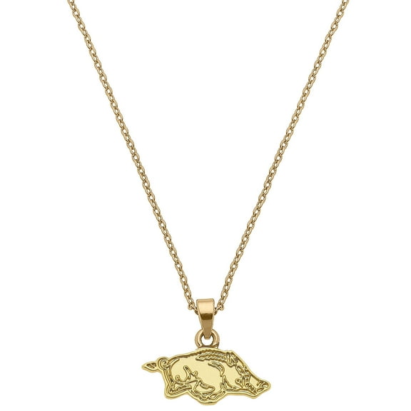 Women's CANVAS Style Arkansas Razorbacks Gold Plated Pendant Necklace