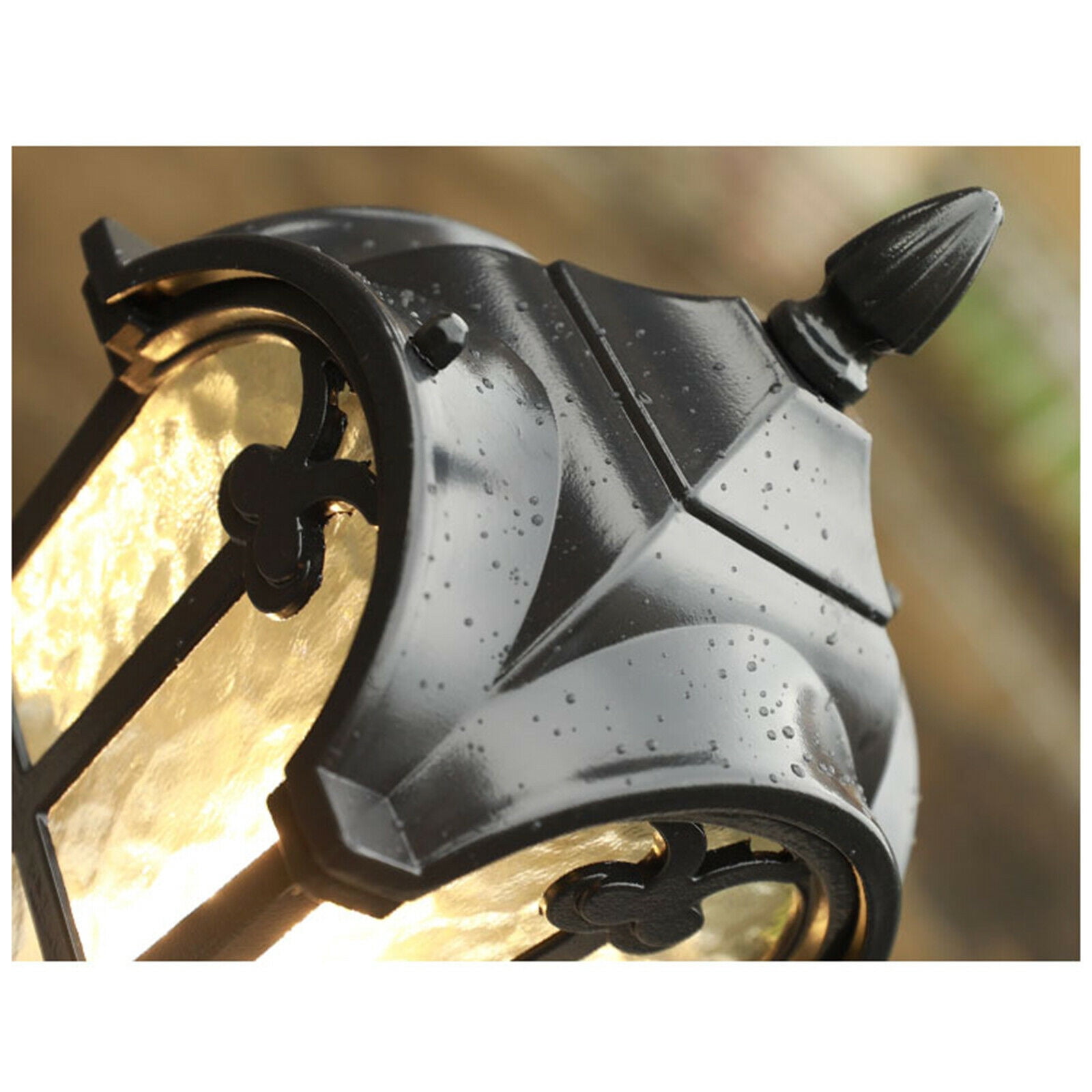 Fichiouy Post Pole Light Vintage Roman pillared lamp Outdoor Fixture for Garden Yard Black E26
