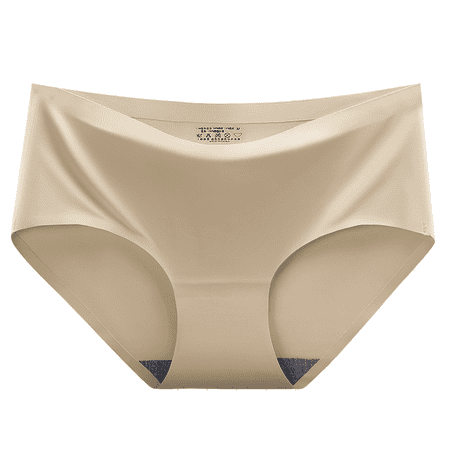 Fulorrnie Underwear for Women Seamless Briefs Breathable Comfort Panties Sport Hipster Waist Elastic Panty Beige L