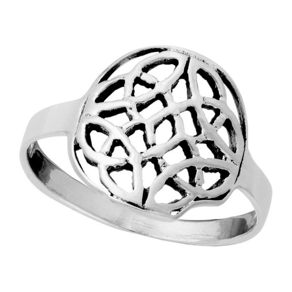 Silverly Women's Oxidized925 Sterling Silver Round Celtic Dara Knot Ring
