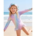 thumbnail image 3 of Girls One Piece Swimsuits Mermaid Swimsuit for Girls Long Sleeve Swimsuit 3T Swimsuit Girls 4T Bathing Suits for Girls, 3 of 7