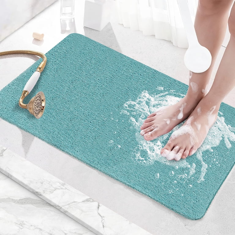 GPED 17.7x30 Non-Slip Bath Mat with Drain Holes, Blue photo 1