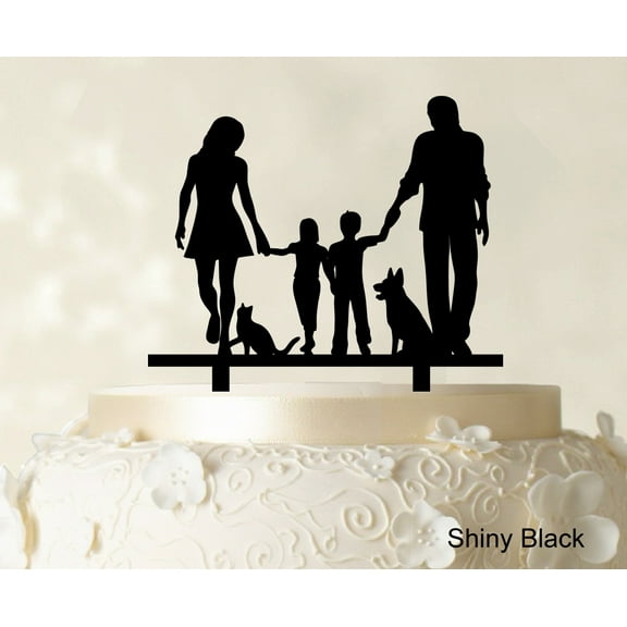 "Printtoo Family Cake Topper Personalized Silhouette Cake Topper Color Option Available 6""-8"" Inches Wide"