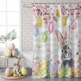thumbnail image 6 of Shower Curtain for Bathroom Spring Easter Rabbits Eggs Flowers Waterproof Bath Curtains Shower Curtains with Hooks,Gray White Plaid Bathroom Curtain Privacy Drapes for Bathtubs Toilet 72x72in, 6 of 9