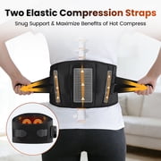FlareMore Cordless Heated Waist Belt for Lower Back Pain Relief,USB Rechargeable Lumbar Support Brace with 3 Heating and 3 Vibration Modes,Adjustable Fit for Abdomen and Back,Black