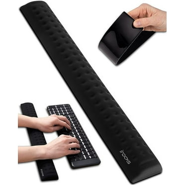 i-Rocks Memory Foam Keyboard Wrist Rest - Pain-Reducing, Non-Slip Rubber Base Wrist Rest - Cooling Ergonomic Computer Keyboard Pad for Long Hours of Work, Studying, Gaming, Black