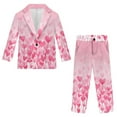 thumbnail image 4 of Xoenoiee Pink Heart Love Star Print Boys Outfit for Kids 2 Pieces Formal Suit for Boy Valentine's Day Tuxedo Blazer and Pants for Dinner Winter, Size 9-10 Years, 4 of 7