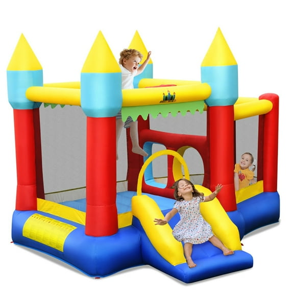 Spaco Inflatable Bounce Slide Jumping Castle Without Blower, Jumping Castle Family Backyard Bouncy Castle, Durable Sewn with Extra Thick Material, Idea for Kids