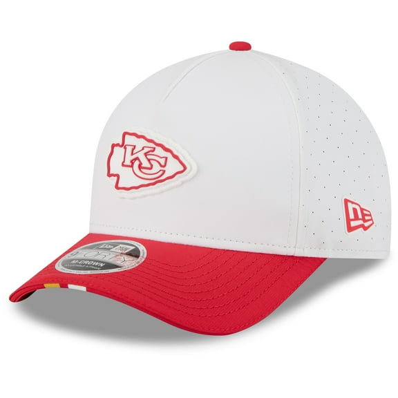 Men's New Era White/Red Kansas City Chiefs 2025 NFL Training Camp A-Frame 9FORTY Adjustable Hat