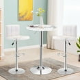 thumbnail image 3 of Gymax 4 Pcs Table de Pub Ronde Pivotante Réglable Table de Bar avec Dessus en Faux Marbre Blanc, 3 of 10