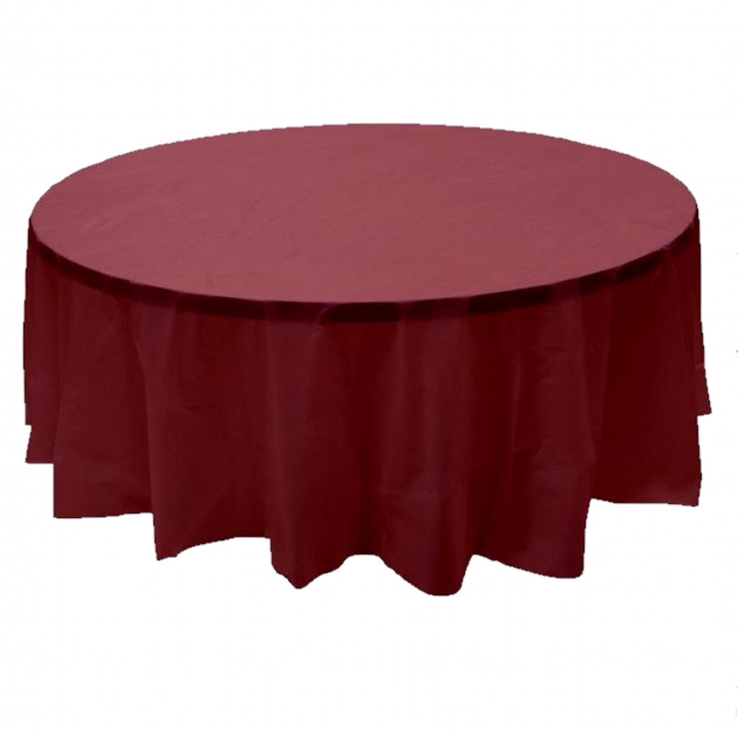 2 Plastic Round Tablecloths 84" Diameter Table Cover Burgundy