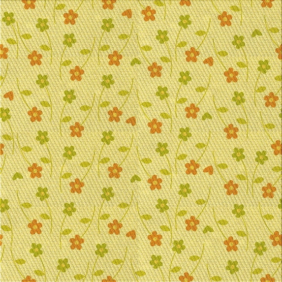 Ahgly Company Machine Washable Indoor Square Transitional Yellow Area Rugs, 5' Square