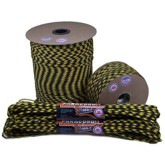 Bored Paracord - 1', 10', 25', 50', 100' Hanks & 250', 1000' Spools of Parachute 550 Cord Type III 7 Strand Paracord Well Over 300 Colors - Stryker - 50 Feet