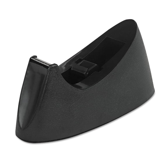 Universal Desktop Tape Dispenser with Weighted Nonskid Base, Shiny, Black, 1" Core