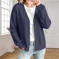 thumbnail image 3 of Stamzod Fall Cardigans for Women V Neck Long Sleeve Button Down Knit Waffle Cardigan Plus Size Clothes, 3 of 10