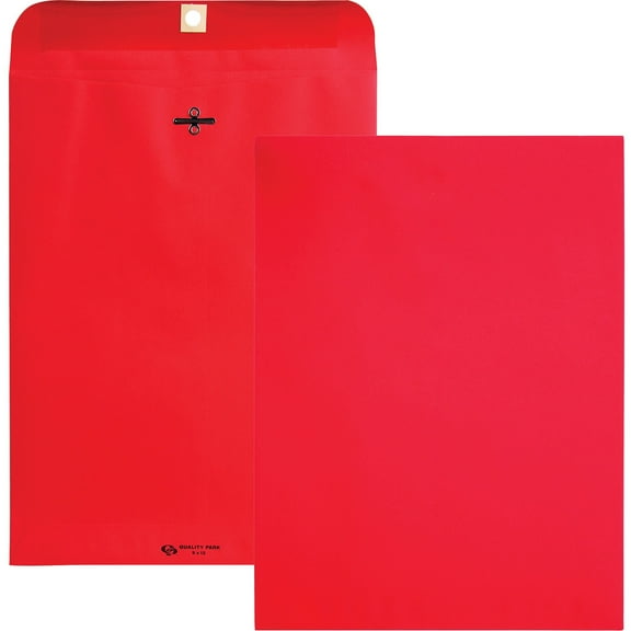 Clasp Envelope, #90, Square Flap, Clasp/gummed Closure, 9 X 12, Red, 10/pack | Bundle of 5 Packs