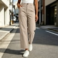 thumbnail image 4 of Cagogo Women Plus Size Wide Leg High Waisted Trousers with Pockets Casual Loose Ankle Pants Streetwear Travel Work Lounge Outfits Fall Winter Clothes, Beige 2XL, 4 of 9