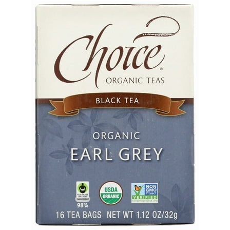 CHOICE ORGANIC TEA, EARL GREY-ORIGINAL, 16 TEA BAGS