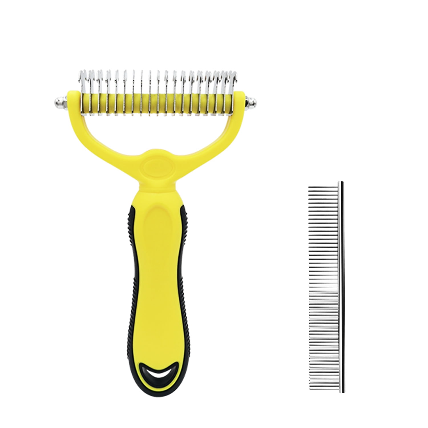 Pet Grooming Brush, Double Sided Shedding and Dematting Undercoat Rake