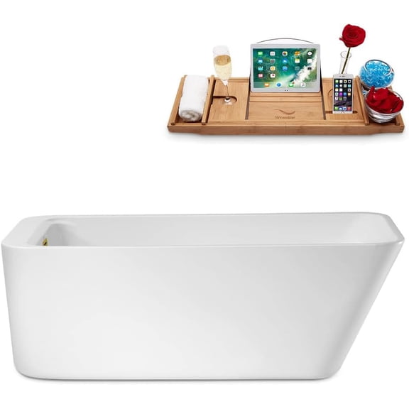 63" Streamline N2020BGL Freestanding Tub and Tray With Internal Drain