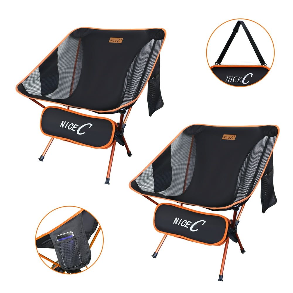 NiceC Ultralight Portable Folding Camping Backpacking Chair with 2