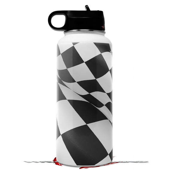 Skin Wrap Decal compatible with Hydro Flask Wide Mouth Bottle 32oz Checkered Racing Flag (BOTTLE NOT INCLUDED)