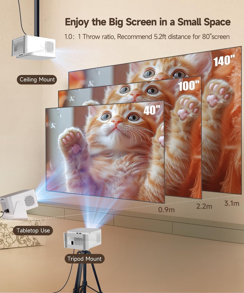 Magcubic Smart Projector with 4K 8K Support, Voice Control Mini Projector with Wifi6 and BT5.4, 900 ANSI, Auto Focus & Obstacle Avoidance, 1080P Portable Movie Proyector for Home Outdoor, HY350Max