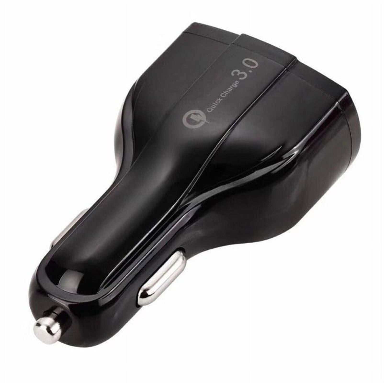 Type-C Retractable USB Cable w 3-Port USB 48W Quick Car Charger L5J for Motorola Moto Z Force Droid X4, Revvlry Plus, G7 Power Play G6 - Nokia 3.1, 7.1, 8, Plus - OnePlus 5T, 6, 6T, 7 Pro
