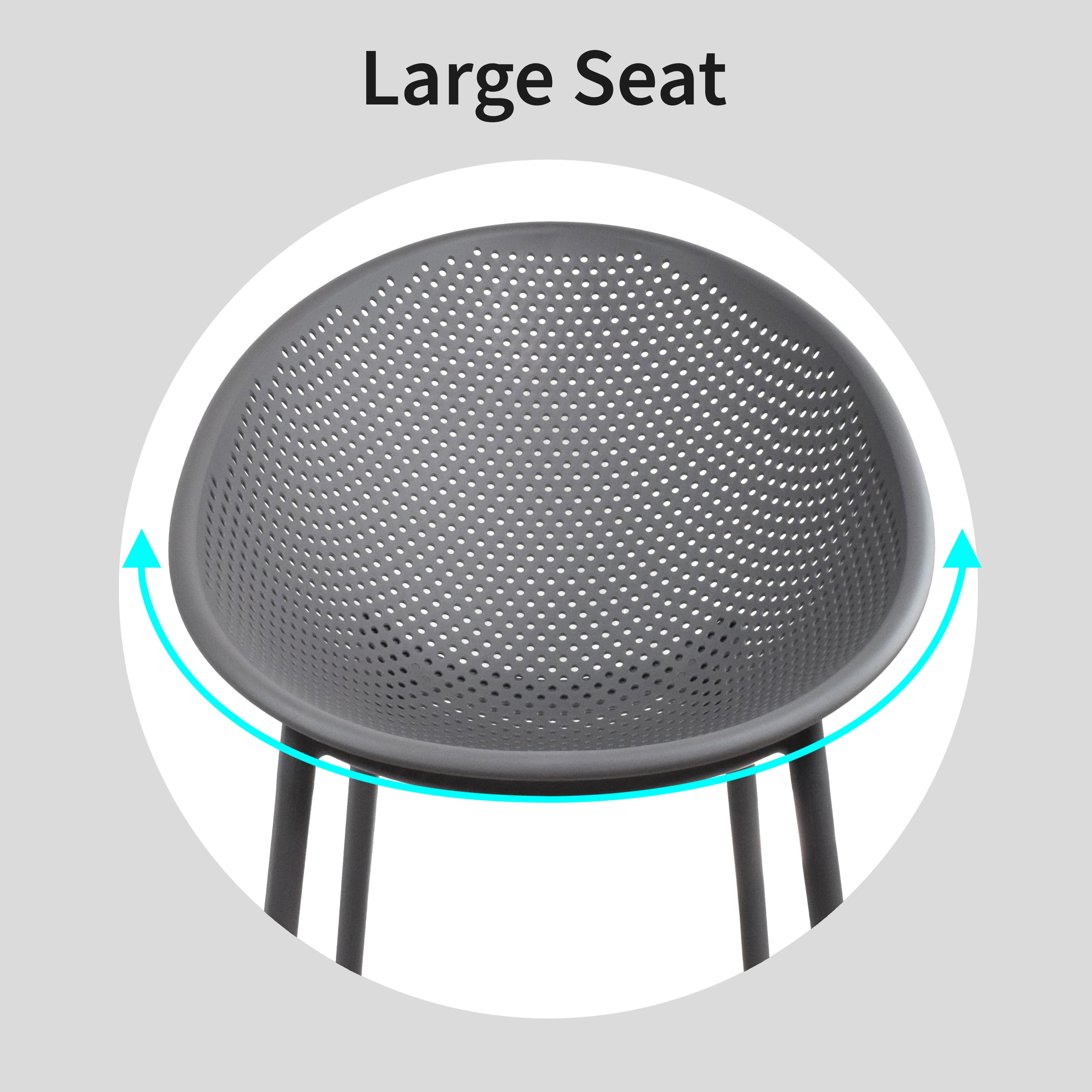 2xhome Set of 2 Mid-Century Modern Plastic Lounge Chair Plastic Legs with Breathable Perforated Egg Shaped Seat for Indoor/Outdoor Use.