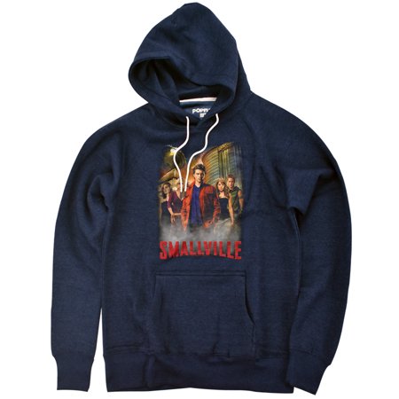 Smallville The Cast Unisex Adult Slim Fit Pull-Over Heather Hoodie, Navy, Small