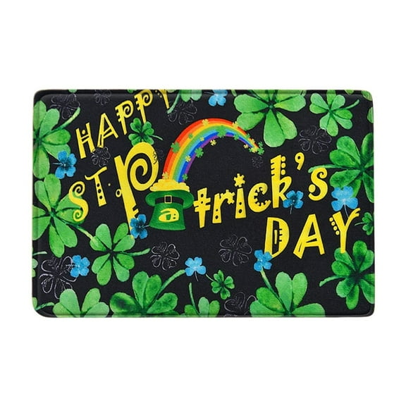 EWSFHUI St. Patrick's Day Buffalo Plaid Doormats Rugs for Indoors,Lucky Shamrocks Clover Non-Slip Entrance Welcome Door Mats for Home/Bathroom/Kitchen/Bedroom Entry Way,24"x16" C
